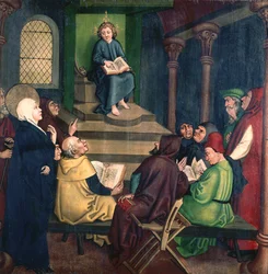 Jesus mit den Doktoren, vom Altarbild der Dominikaner, ca. 1470-80